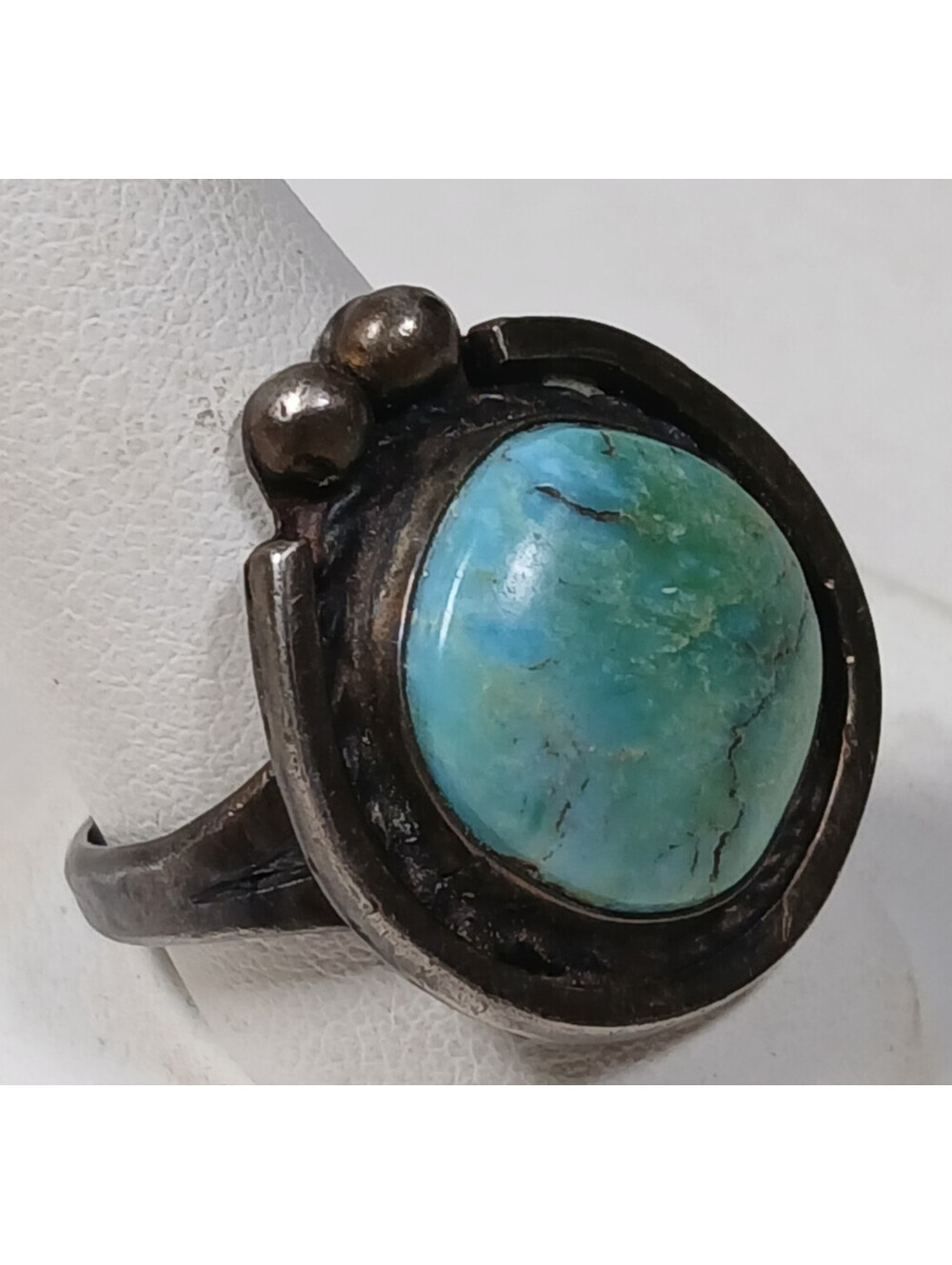 Native American S. Silver Turquoise Ring Vintage Jewelry 9 Grams Size 11.75